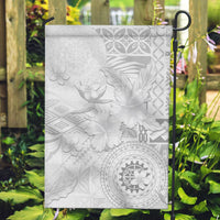 Samoa Siapo Pattern With White Hibiscus Garden Flag LT05 Garden Flag White - Polynesian Pride
