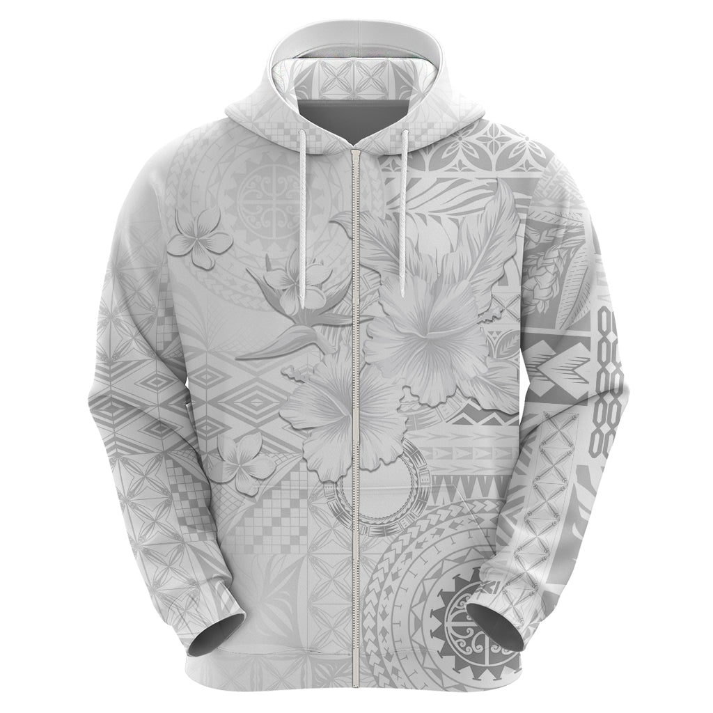 Samoa Siapo Pattern With White Hibiscus Hoodie LT05 - Polynesian Pride