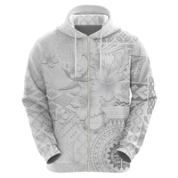 Samoa Siapo Pattern With White Hibiscus Hoodie LT05 - Polynesian Pride