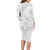 Samoa Siapo Pattern With White Hibiscus Long Sleeve Bodycon Dress LT05 - Polynesian Pride