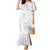 Samoa Siapo Pattern With White Hibiscus Mermaid Dress LT05 Women White - Polynesian Pride