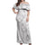 Samoa Siapo Pattern With White Hibiscus Off Shoulder Maxi Dress LT05 Women White - Polynesian Pride