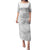 Samoa Siapo Pattern With White Hibiscus Puletasi LT05 Long Dress White - Polynesian Pride