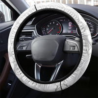 Samoa Siapo Pattern With White Hibiscus Steering Wheel Cover LT05 - Polynesian Pride