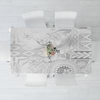 Samoa Siapo Pattern With White Hibiscus Tablecloth LT05 White - Polynesian Pride