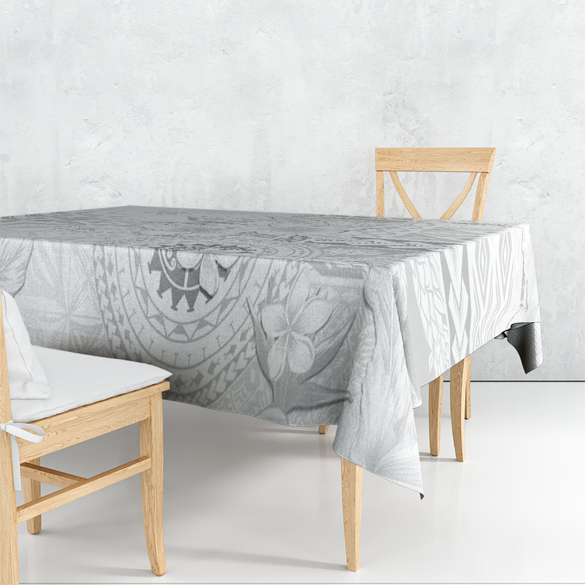 Samoa Siapo Pattern With White Hibiscus Tablecloth LT05 - Polynesian Pride