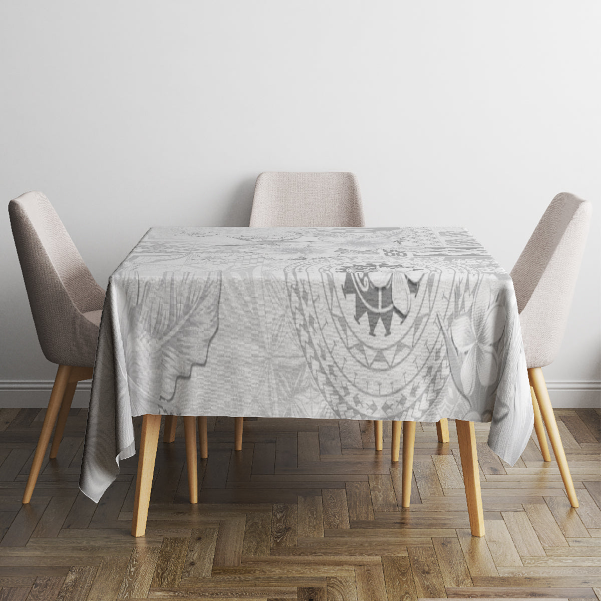 Samoa Siapo Pattern With White Hibiscus Tablecloth LT05 - Polynesian Pride