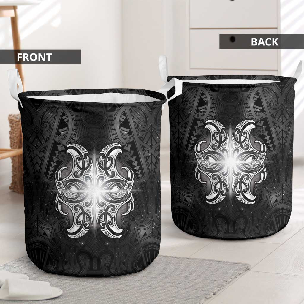 New Zealand Matariki Laundry Basket Maori Moko Black Galaxy LT05 - Polynesian Pride