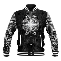 New Zealand Matariki Baseball Jacket Maori Moko Black Galaxy LT05 Unisex Black - Polynesian Pride