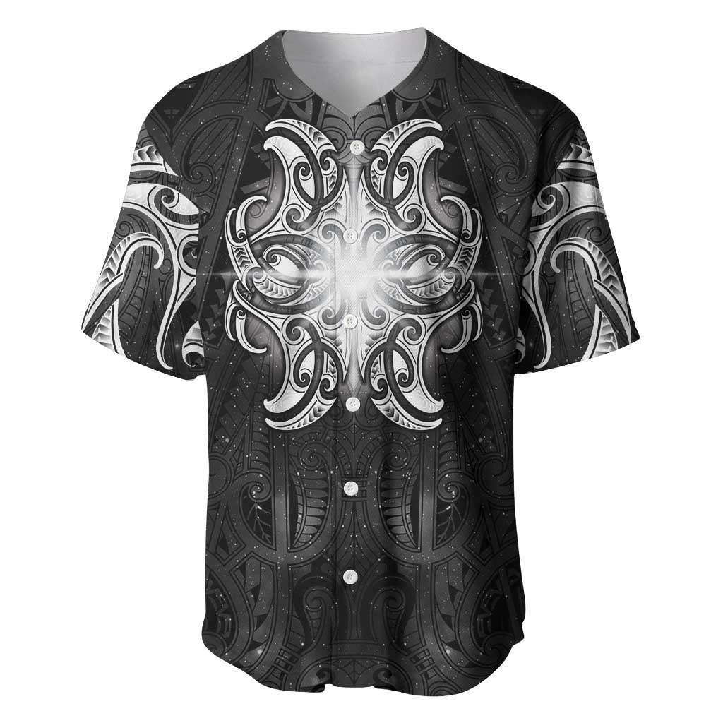 New Zealand Matariki Baseball Jersey Maori Moko Black Galaxy LT05 Black - Polynesian Pride