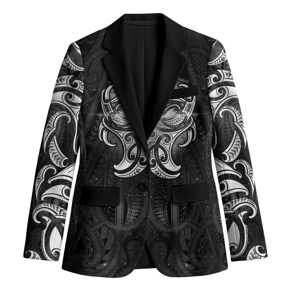 New Zealand Matariki Blazer Maori Moko Black Galaxy LT05 Unisex Black - Polynesian Pride