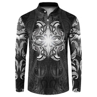 New Zealand Matariki Button Sweatshirt Maori Moko Black Galaxy LT05 Black - Polynesian Pride