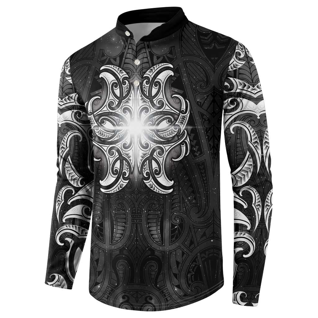 New Zealand Matariki Button Sweatshirt Maori Moko Black Galaxy LT05 - Polynesian Pride