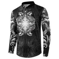 New Zealand Matariki Button Sweatshirt Maori Moko Black Galaxy LT05 - Polynesian Pride
