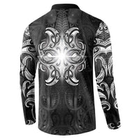 New Zealand Matariki Button Sweatshirt Maori Moko Black Galaxy LT05 - Polynesian Pride