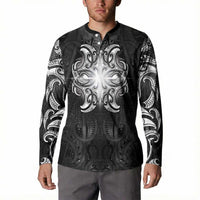 New Zealand Matariki Button Sweatshirt Maori Moko Black Galaxy LT05 - Polynesian Pride