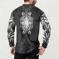 New Zealand Matariki Button Sweatshirt Maori Moko Black Galaxy LT05 - Polynesian Pride