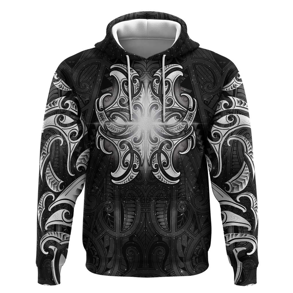 New Zealand Matariki Hoodie Maori Moko Black Galaxy LT05 Pullover Hoodie Black - Polynesian Pride