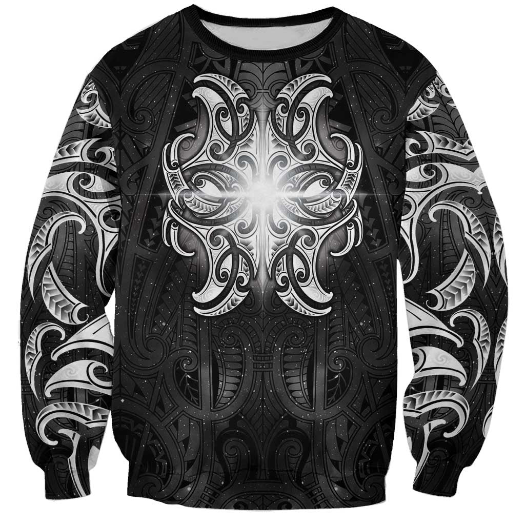 New Zealand Matariki Sweatshirt Maori Moko Black Galaxy LT05 Unisex Black - Polynesian Pride