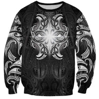 New Zealand Matariki Sweatshirt Maori Moko Black Galaxy LT05 Unisex Black - Polynesian Pride