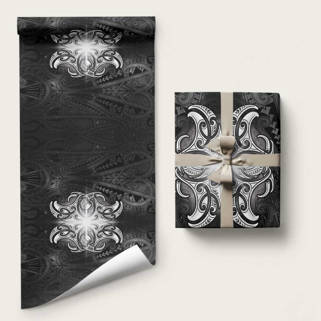 New Zealand Matariki Wrapping Paper Maori Moko Black Galaxy LT05 58" × 23" Black - Polynesian Pride