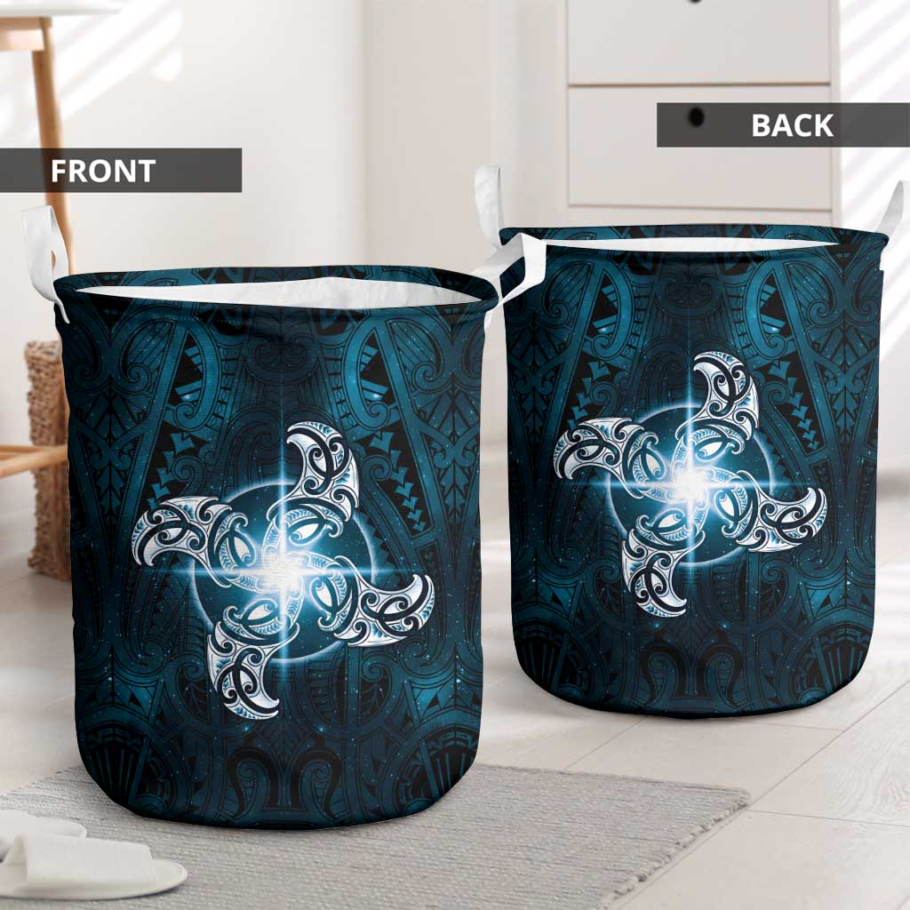New Zealand Matariki Waita Laundry Basket Maori Moko Dark Blue Galaxy LT05 - Polynesian Pride
