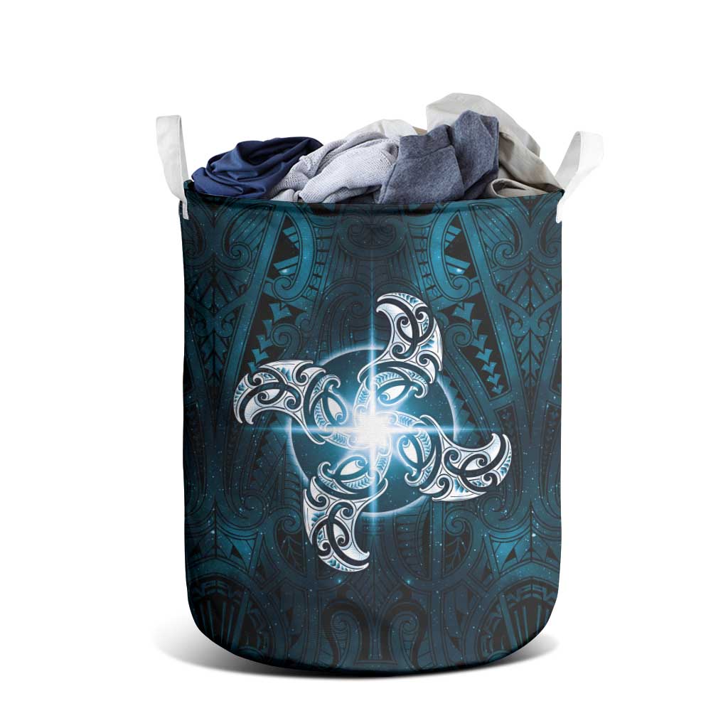 New Zealand Matariki Waita Laundry Basket Maori Moko Dark Blue Galaxy LT05 - Polynesian Pride
