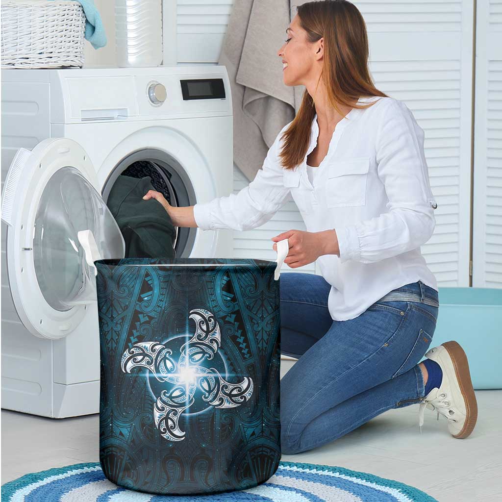 New Zealand Matariki Waita Laundry Basket Maori Moko Dark Blue Galaxy LT05 - Polynesian Pride
