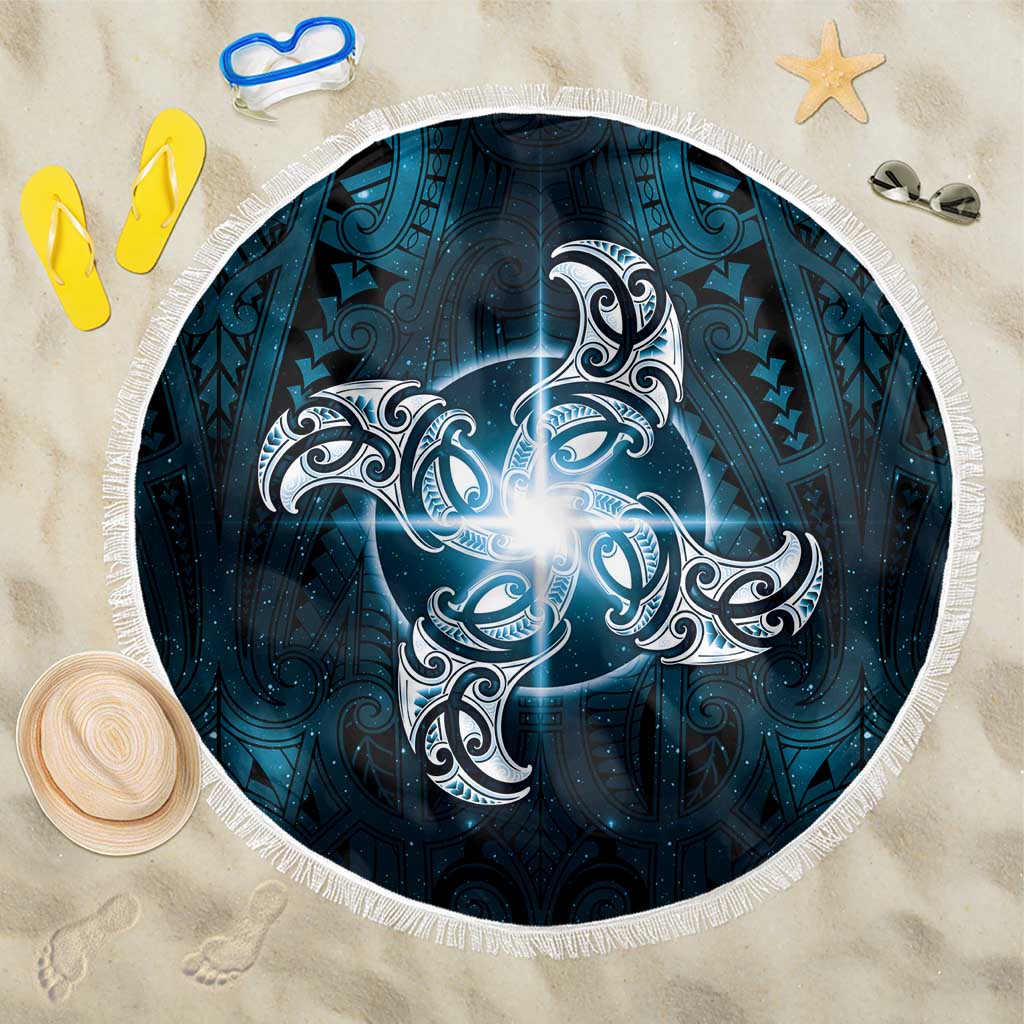 New Zealand Matariki Waita Beach Blanket Maori Moko Dark Blue Galaxy LT05 One Size 150cm Blue - Polynesian Pride