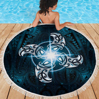 New Zealand Matariki Waita Beach Blanket Maori Moko Dark Blue Galaxy LT05 - Polynesian Pride