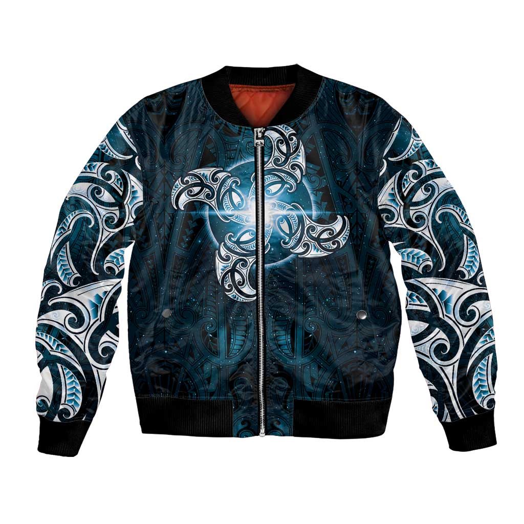 New Zealand Matariki Waita Bomber Jacket Maori Moko Dark Blue Galaxy LT05 Unisex Blue - Polynesian Pride