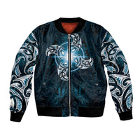 New Zealand Matariki Waita Bomber Jacket Maori Moko Dark Blue Galaxy LT05 Unisex Blue - Polynesian Pride