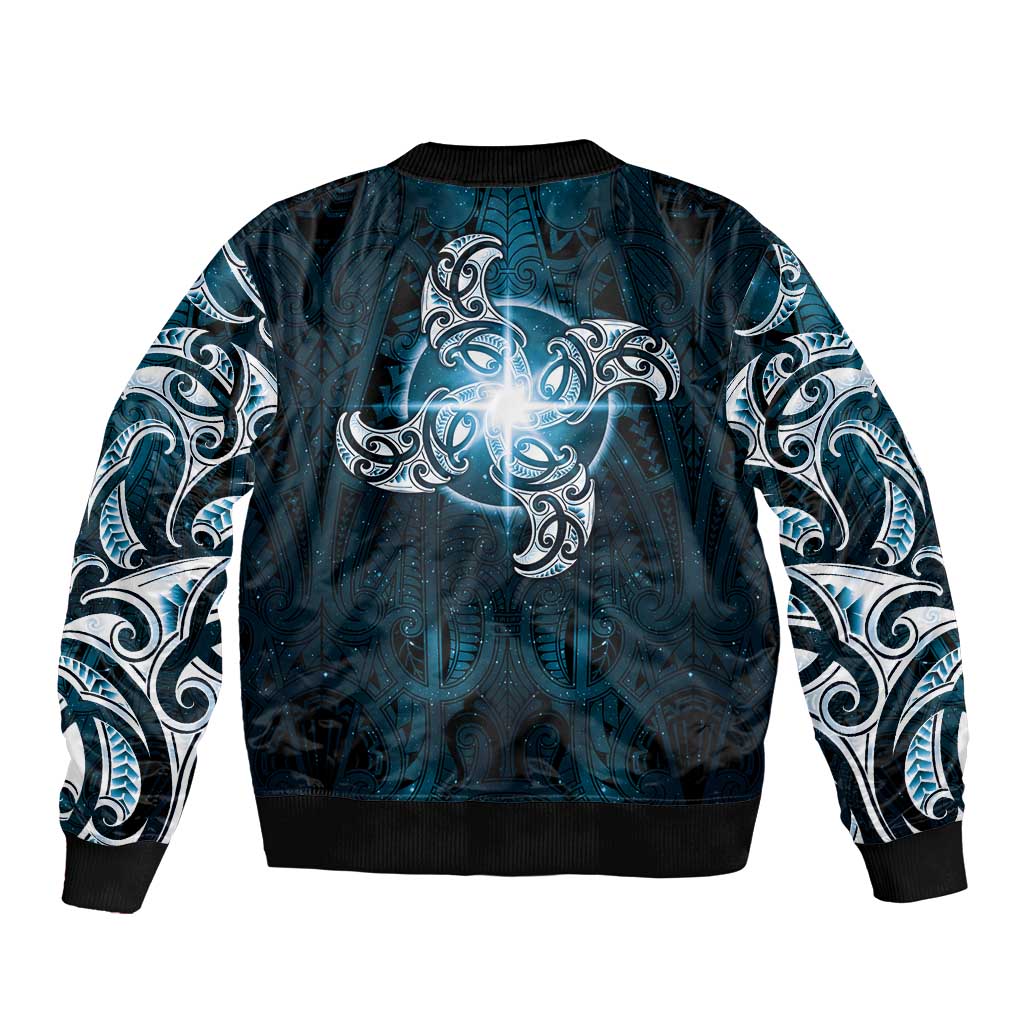 New Zealand Matariki Waita Bomber Jacket Maori Moko Dark Blue Galaxy LT05 - Polynesian Pride