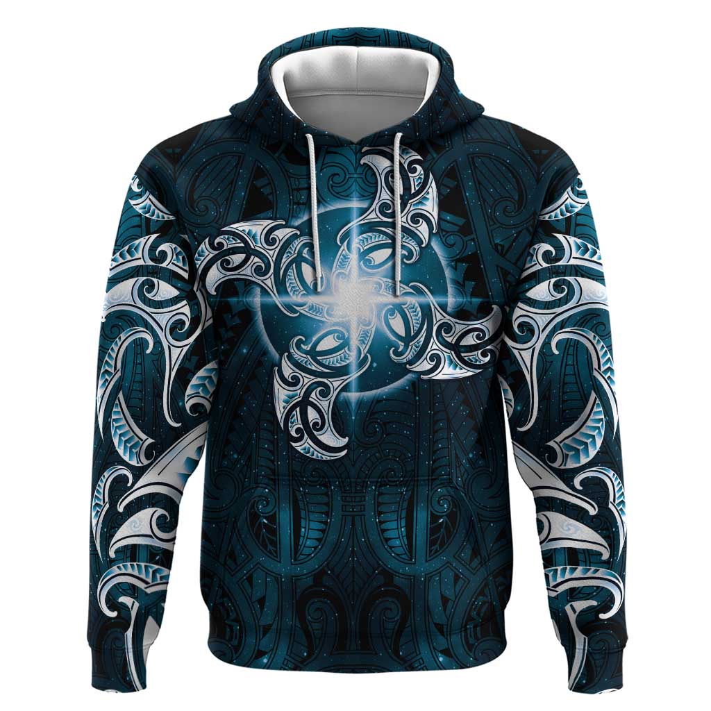 New Zealand Matariki Waita Hoodie Maori Moko Dark Blue Galaxy LT05 Pullover Hoodie Blue - Polynesian Pride