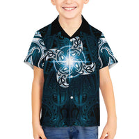 New Zealand Matariki Waita Kid Hawaiian Shirt Maori Moko Dark Blue Galaxy LT05 Kid Blue - Polynesian Pride
