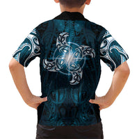 New Zealand Matariki Waita Kid Hawaiian Shirt Maori Moko Dark Blue Galaxy LT05 - Polynesian Pride