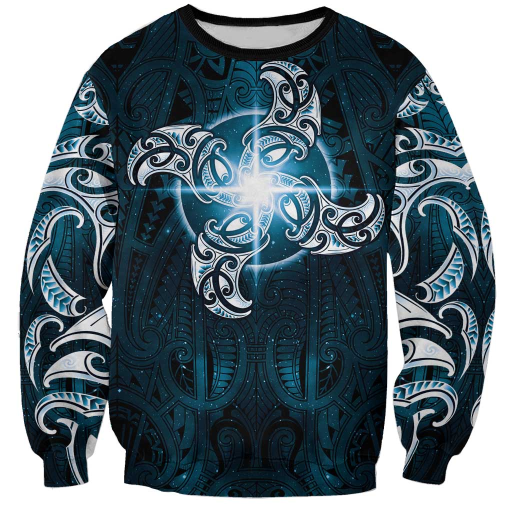 New Zealand Matariki Waita Sweatshirt Maori Moko Dark Blue Galaxy LT05 Unisex Blue - Polynesian Pride