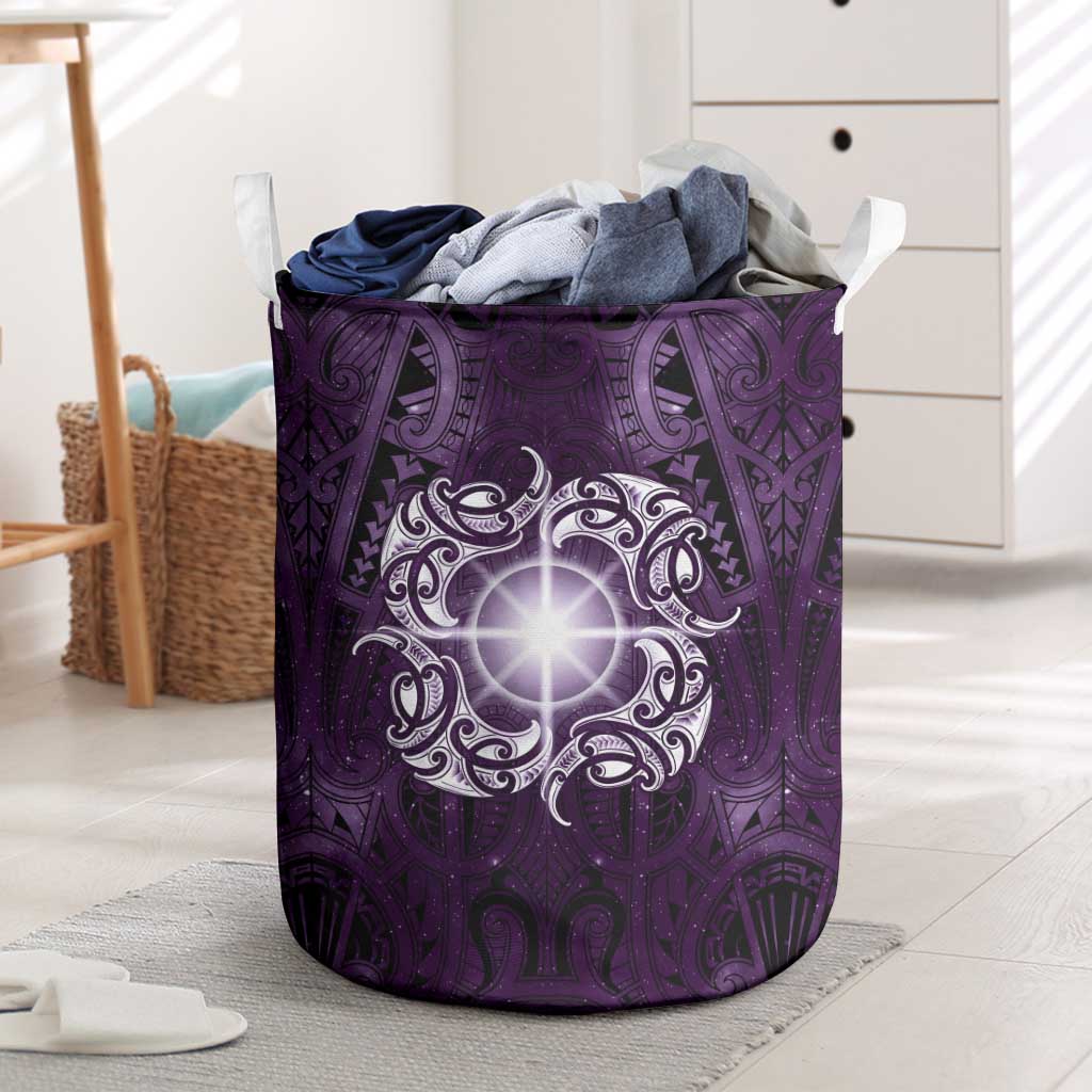 New Zealand Matariki Waipunarangi Laundry Basket Maori Moko Purple Galaxy LT05 Purple - Polynesian Pride