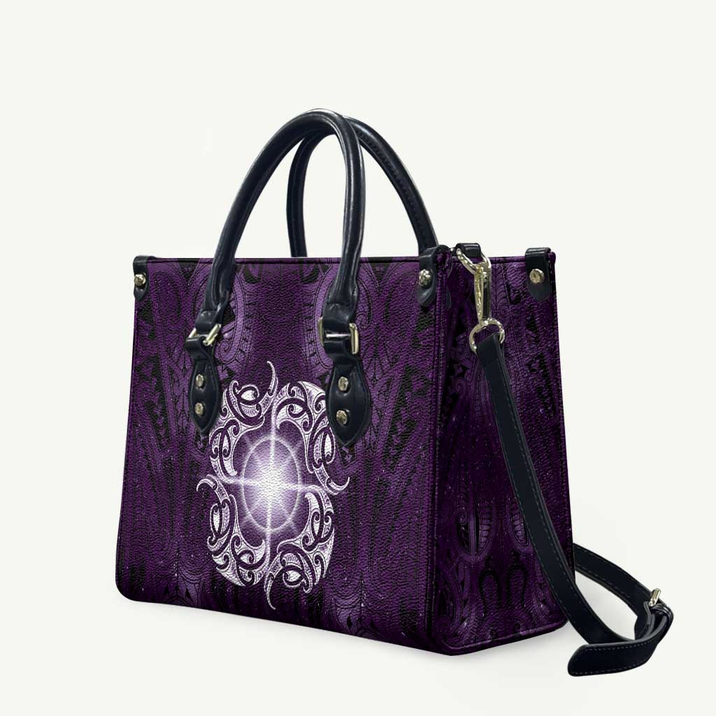 New Zealand Matariki Waipunarangi Leather Bag Maori Moko Purple Galaxy LT05 Purple - Polynesian Pride