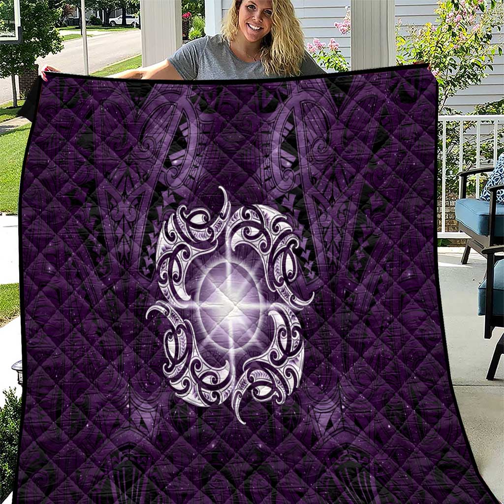 New Zealand Matariki Waipunarangi Quilt Maori Moko Purple Galaxy LT05 Purple - Polynesian Pride