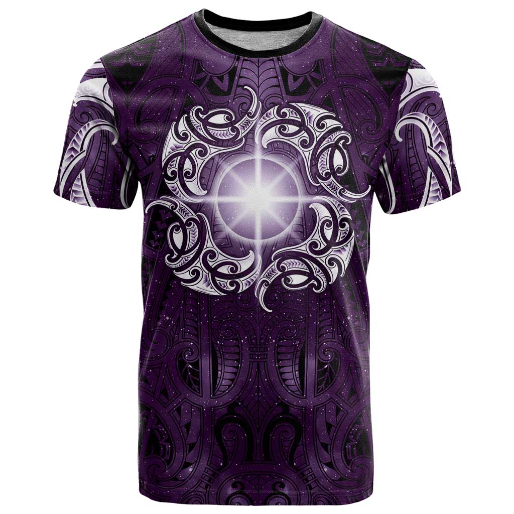 New Zealand Matariki Waipunarangi T Shirt Maori Moko Purple Galaxy LT05 Purple - Polynesian Pride