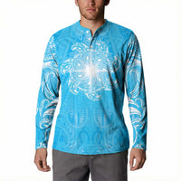New Zealand Matariki Waiti Button Sweatshirt Maori Moko Cyan Galaxy LT05 - Polynesian Pride