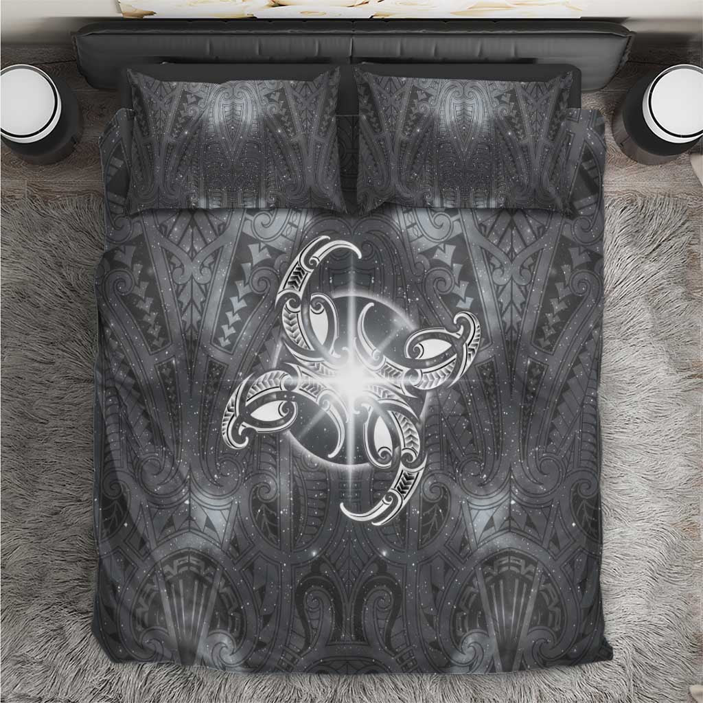 New Zealand Matariki Ururangi Bedding Set Maori Moko Grey Galaxy LT05 Grey - Polynesian Pride