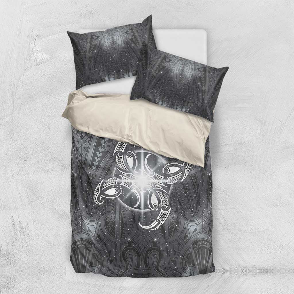 New Zealand Matariki Ururangi Bedding Set Maori Moko Grey Galaxy LT05 US Twin 172cm x 218cm Grey - Polynesian Pride