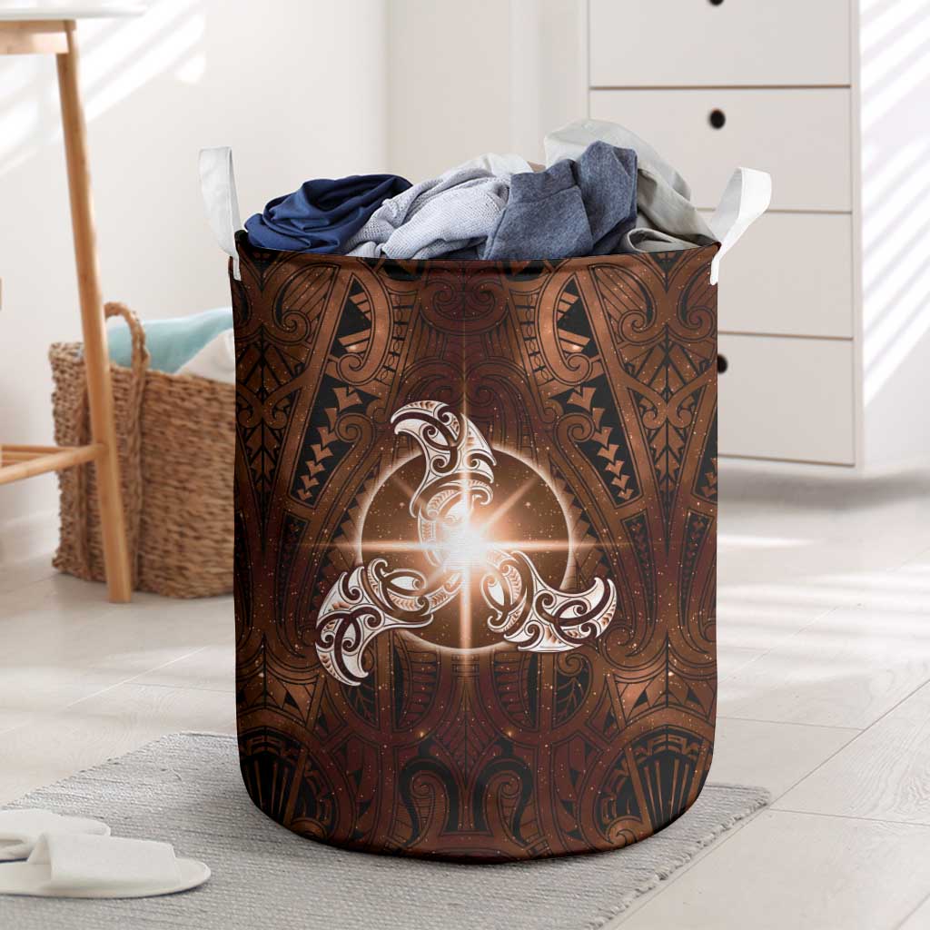 New Zealand Matariki Tupuanuku Laundry Basket Maori Moko Brown Galaxy LT05 Brown - Polynesian Pride