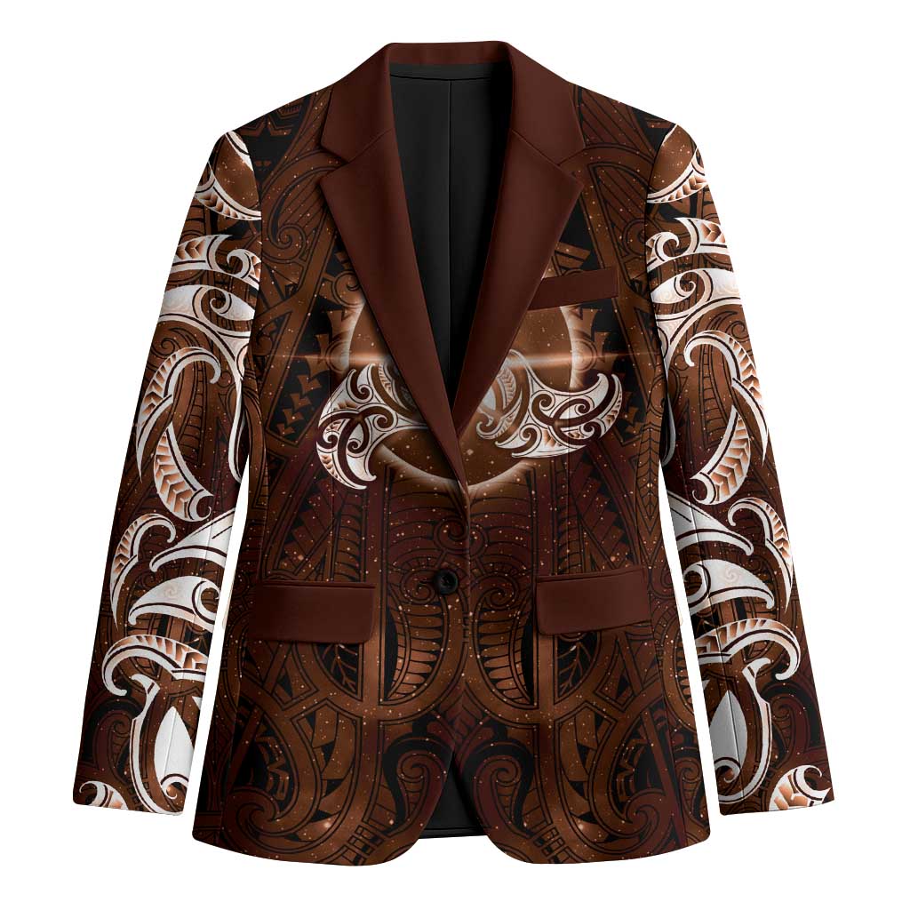 New Zealand Matariki Tupuanuku Blazer Maori Moko Brown Galaxy LT05 Unisex Brown - Polynesian Pride
