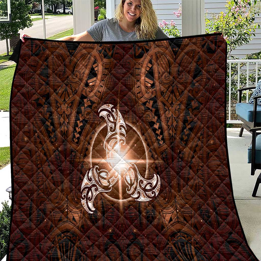 New Zealand Matariki Tupuanuku Quilt Maori Moko Brown Galaxy LT05 Brown - Polynesian Pride