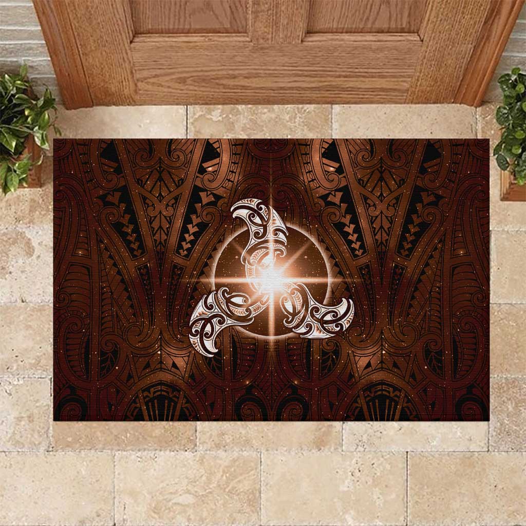 New Zealand Matariki Tupuanuku Rubber Doormat Maori Moko Brown Galaxy LT05 Brown - Polynesian Pride