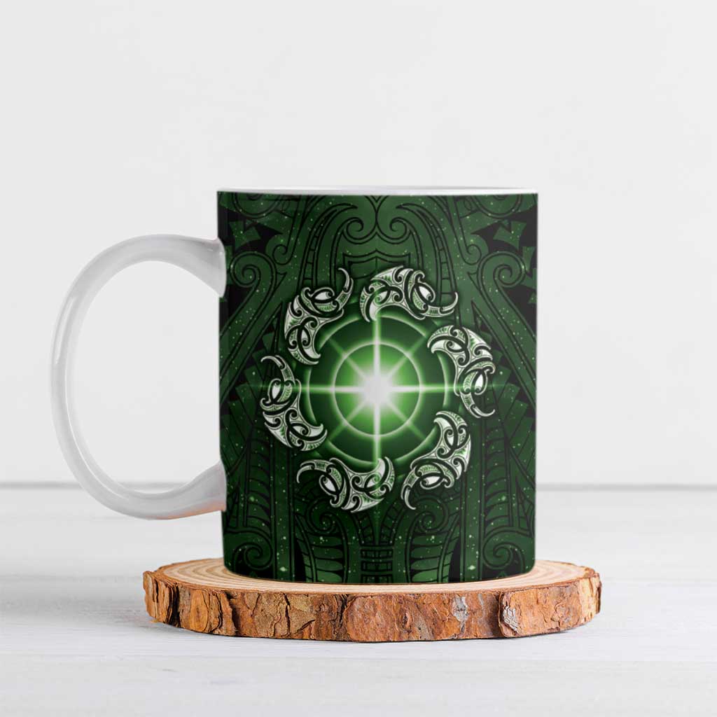 New Zealand Matariki Tupuarangi Ceramic Mug Maori Moko Green Galaxy LT05 Green - Polynesian Pride