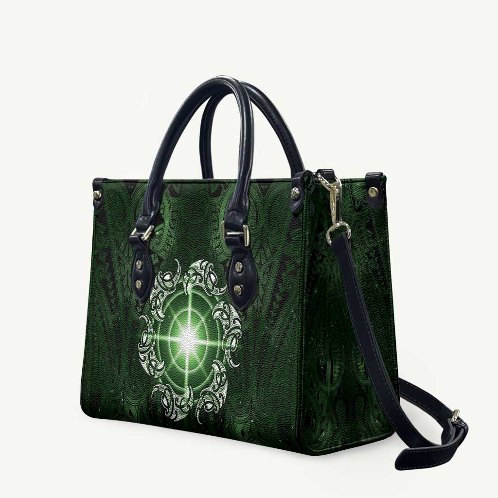 New Zealand Matariki Tupuarangi Leather Bag Maori Moko Green Galaxy LT05 Green - Polynesian Pride